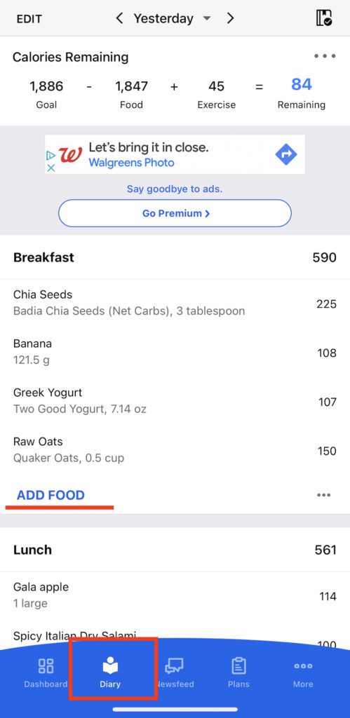 My fitness pal weightloss 